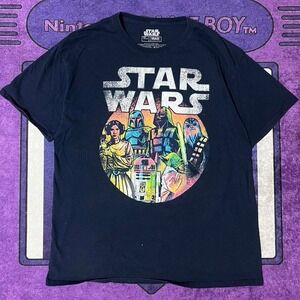 Large Dark blue vintage retro Star Wars multi-coloured really nice graphic tee